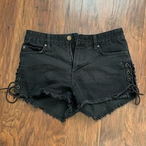 Billabong Black Lace Up Jean Shorts.